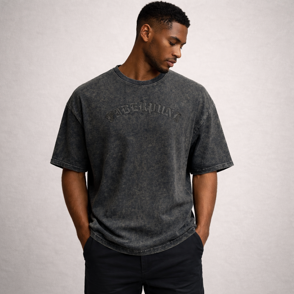 Premium Cotton Acid Washed Oversize Black T-shirt
